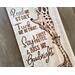 Giraffe nursery wall decor. A giraffe mother kisses a baby giraffe's head. The artwork is drawn using pyrography tools onto reclaimed wood.